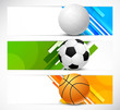 Set of banners with sport balls