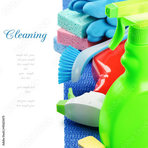 Photo: Colorful cleaning products Colorful cleaning products