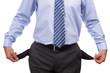 Bankrupt businessman with empty pockets
