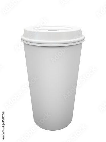 Illustration: Paper cup of coffee isolated on white background Paper cup of coffee isolated on white background