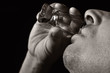 Photo: Man drink vodka. Man drink vodka.