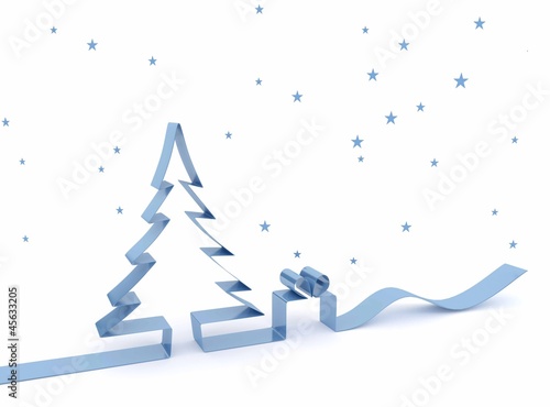 Illustration: Weihnachtsbaum Band mit Geschenk Weihnachtsbaum Band mit Geschenk