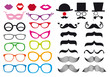 Vektor: mustache and spectacles, vector set mustache and spectacles, vector set