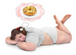 Foto: Hungry overweight woman dreaming. Hungry overweight woman dreaming.