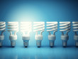 Illustration: One glowing light bulb One glowing light bulb