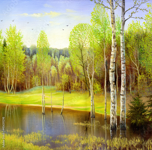 Illustration: autumn landscape, canvas, oil autumn landscape, canvas, oil