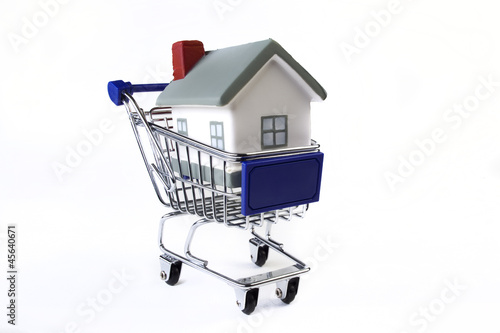 Photo: Einkaufswagen mit Haus Einkaufswagen mit Haus