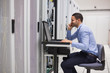 Man maintaining the servers