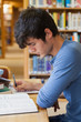 Student studying in library