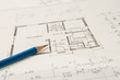 Bauplan Einfamilienhaus mit Bleistift