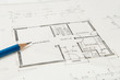Bauplan Einfamilienhaus mit Bleistift