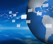 Email holograms moving past globe