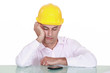 bored craftsman looking at his phone