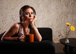 Serious Lady on Sofa
