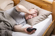 Mature man waking up for daily job