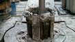 Video: Kind of a rotating drill pipe at the top of the oil well. Kind of a rotating drill pipe at the top of the oil well.