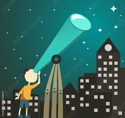 Vector: boy with telescope boy with telescope