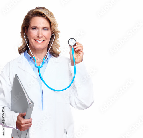 Photo: Doctor woman with a stethoscope. Doctor woman with a stethoscope.