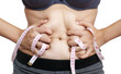 woman body with measuring tape isolated in white