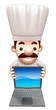 A chef advertised as a notebook computer. 3D Chef Character