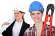 Two female construction workers