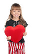 Little girl with red heart