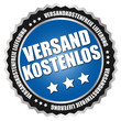 Button "Versand kostenlos" Blau/Schwarz/Silber