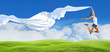 Modern style dancer against blue sky