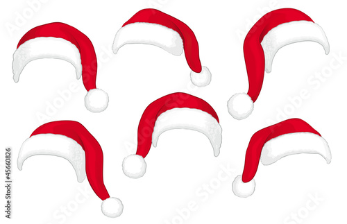 Vector: Weihnachtsmannmützen,diverse mit Fell Weihnachtsmannmützen,diverse mit Fell