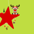Sitting Rudolph On Red Star & Symbols Light Green
