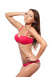 isolated shot of woman wearing pink bikini