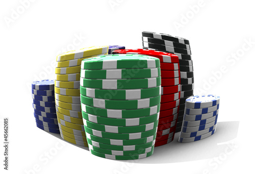 Illustration: poker chips - isolated on white poker chips - isolated on white