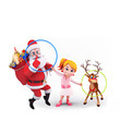santa with playing ring and cute girl