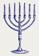 Hanukkah menorah. Doodle style