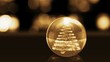 Christmas tree in golden glass ball