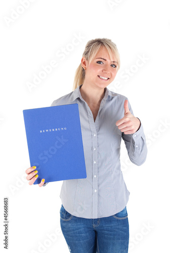 Photo: Frau mit Bewerbungsmappe Frau mit Bewerbungsmappe