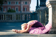Young beautiful ballerina dancing in Bologna - Pincio, Italy. 