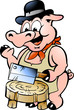 Hand-drawn Vector illustration of an Butcher Pig