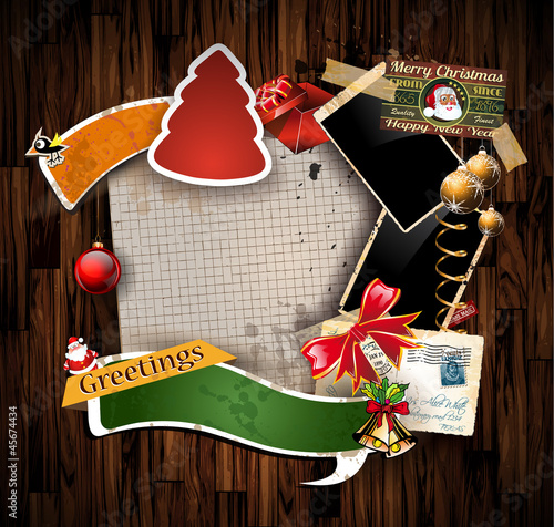 Vector: Christmas Vintage scrapbook composition Christmas Vintage scrapbook composition