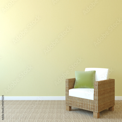Illustration: Armchair near empty wall. Armchair near empty wall.