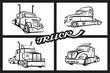 monochrome collection of four trucks