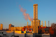 Smoke from industrial plant in city center. Kiev, Ukraine.