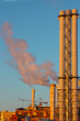 Smoke from industrial plant in city center. Kiev, Ukraine.
