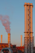 Smoke from industrial plant in city center. Kiev, Ukraine.