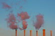 Smoke from industrial plant in city center. Kiev, Ukraine.