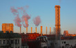 Smoke from industrial plant in city center. Kiev, Ukraine.