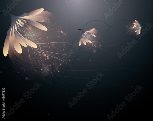 Vector: Abstract shining flowers / Enchanting floral background Abstract shining flowers / Enchanting floral background