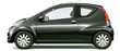 Side view of black compact car