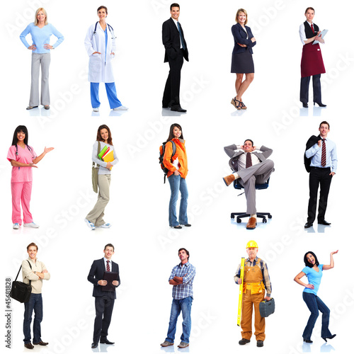 Photo: Group of workers people set. Group of workers people set.