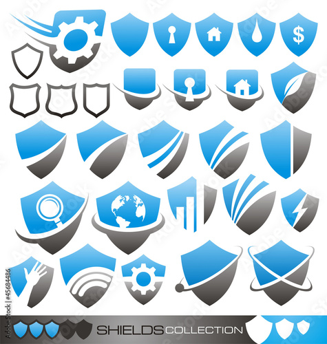 Vector: Security shield - symbols, icons and logo concepts collection Security shield - symbols, icons and logo concepts collection